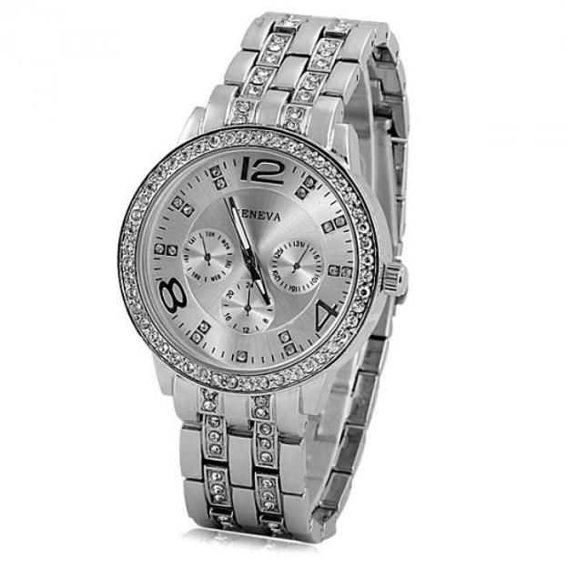 Наручные часы женские Geneva Silver кварцевый механизм Серебряный (21394058)