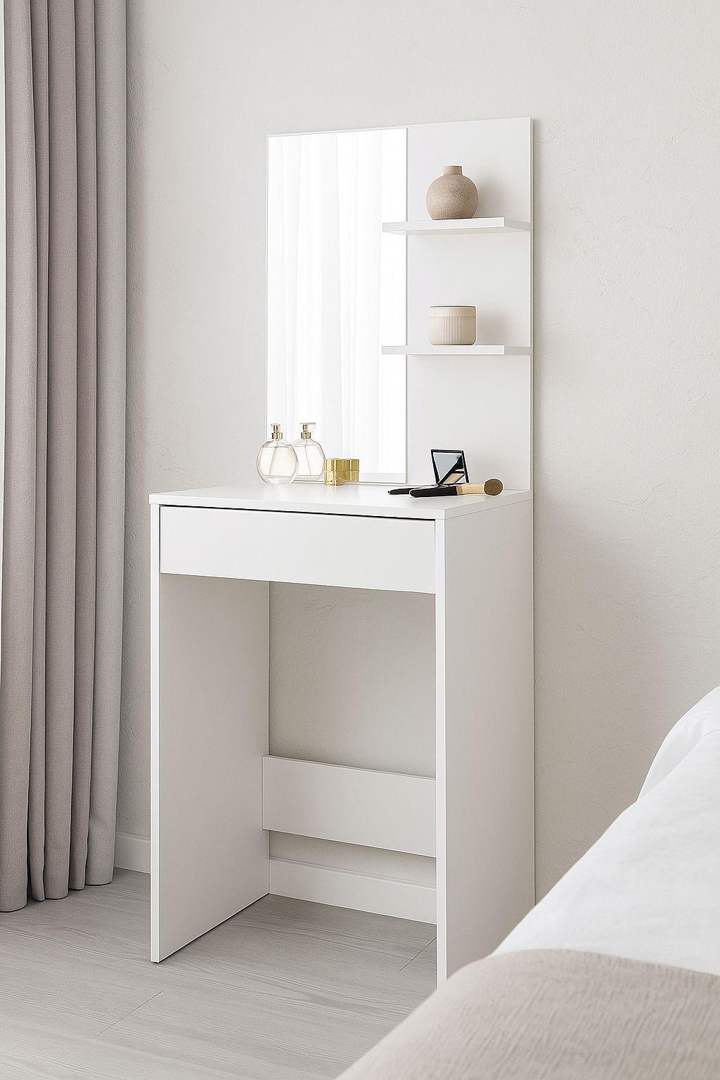 Туалетний столик MEBLIBUD DIG з шухлядою з дзеркалом 60х40х145 см Білий - фото 3