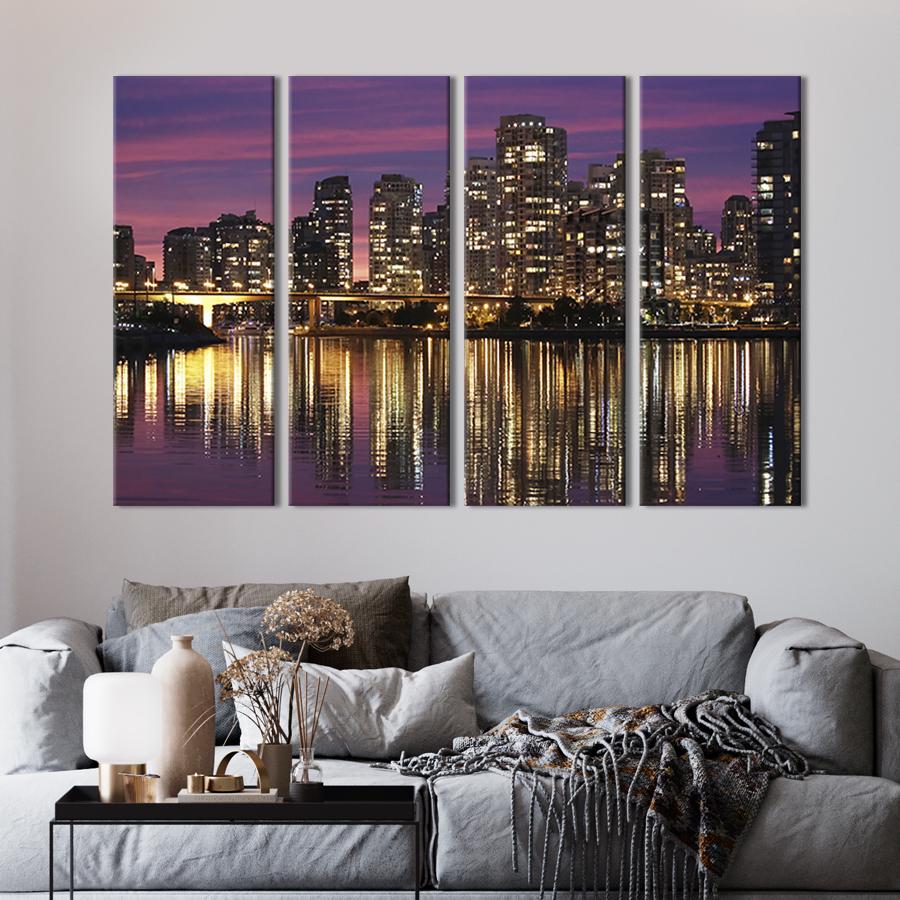 Картина модульная из 4 частей Сияющие высотки мегаполиса M 89x53 см (320-41)