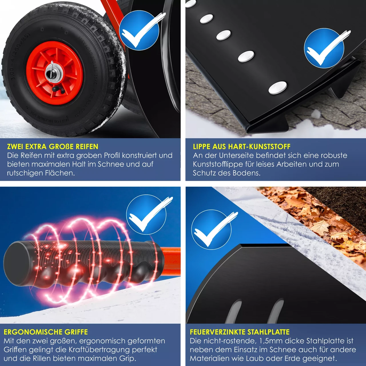 Лопата для снега KESSER 75x46x150 см 1,5 мм - фото 6 Лопата для снега KESSER 75x46x150 см 1,5 мм - фото 6