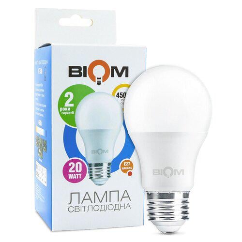 Светодиодная лампа Biom BT-520 A80 20 W E27 4500К матовая