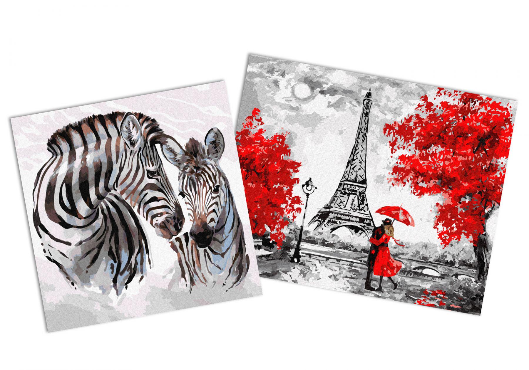 Набор картин по номерам Идейка 2в1 Дождливый Париж 40x50 см KHO4819 и Полосатая жизнь 40x40 см KHO4366 (CKHO1966)