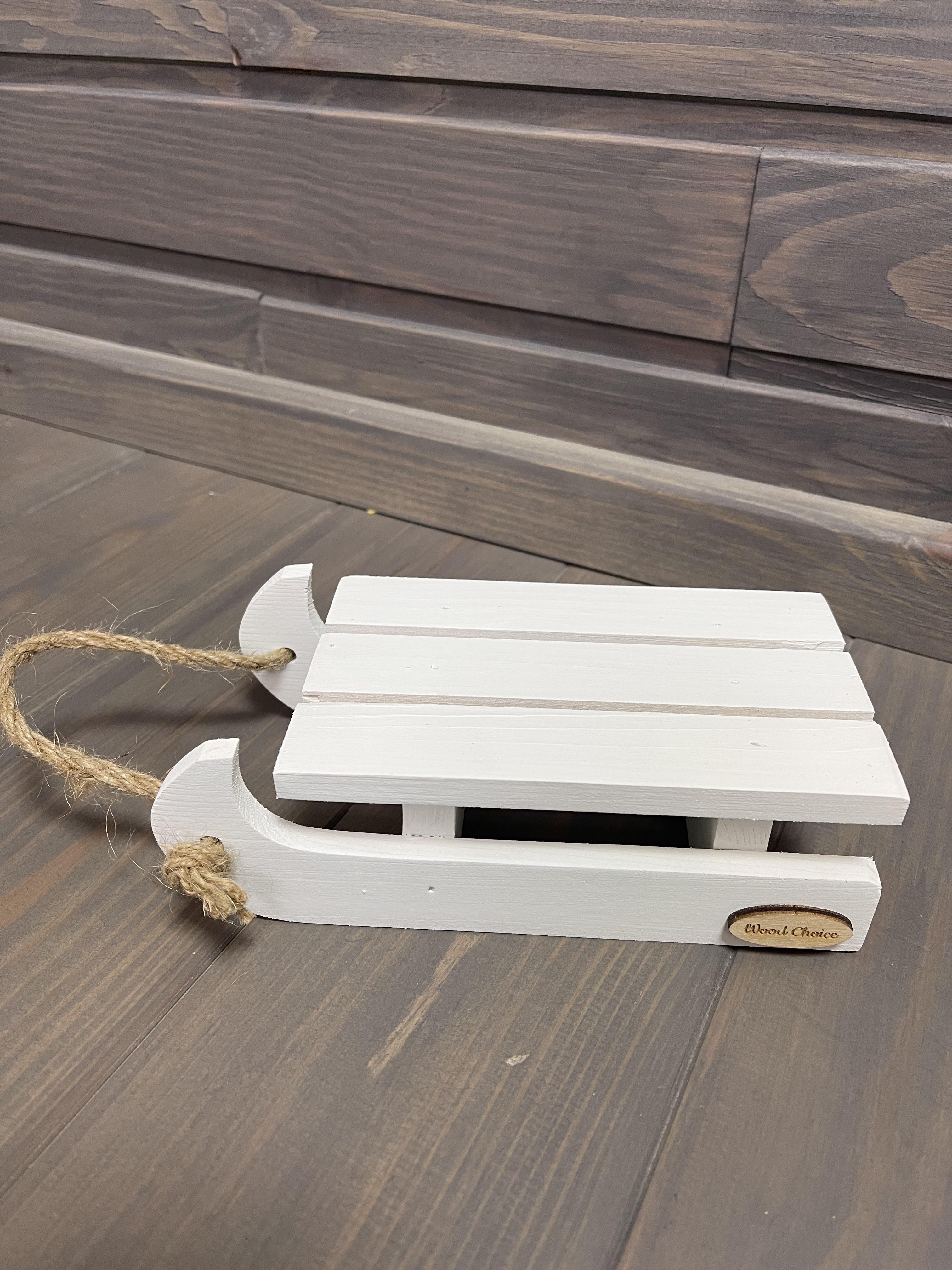 Санки декоративные деревянные 21х10 см Белый (108) - фото 4