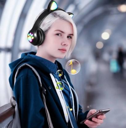 Навушники бездротові Cat Ear Black VZV-23M з котячими вушками та підсвічуванням Чорний - фото 5 Навушники бездротові Cat Ear Black VZV-23M з котячими вушками та підсвічуванням Чорний - фото 5
