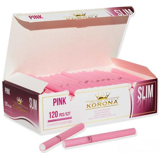 Ящик гильз для набивки сигарет Korona Slim Pink розовые 100 блоков по 120 шт. - фото 2