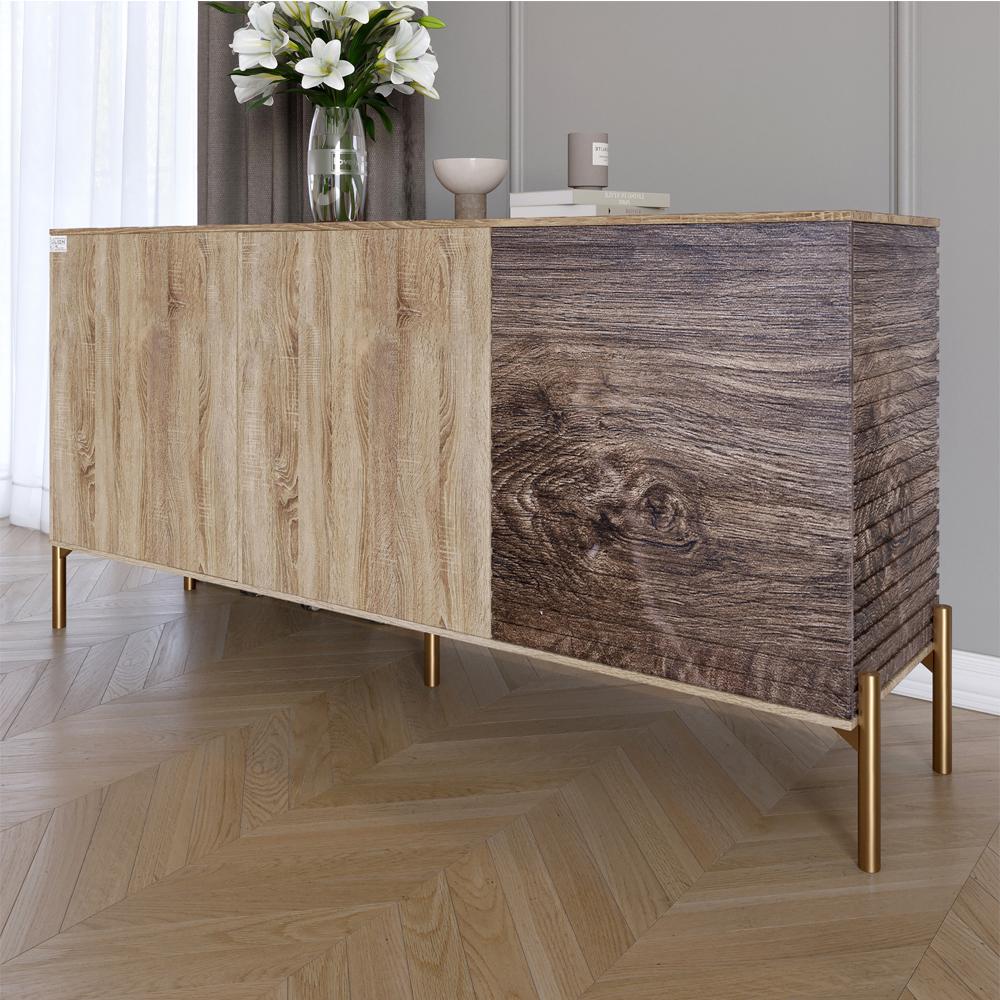 Комод закритий у вітальню Lion Грей на золотих металевих ніжках 154x38x76,5 см Дуб сонома трюфель/Дерево (000-000-2202) Комод закритий у вітальню Lion Грей на золотих металевих ніжках 154x38x76,5 см Дуб сонома трюфель/Дерево (000-000-2202)