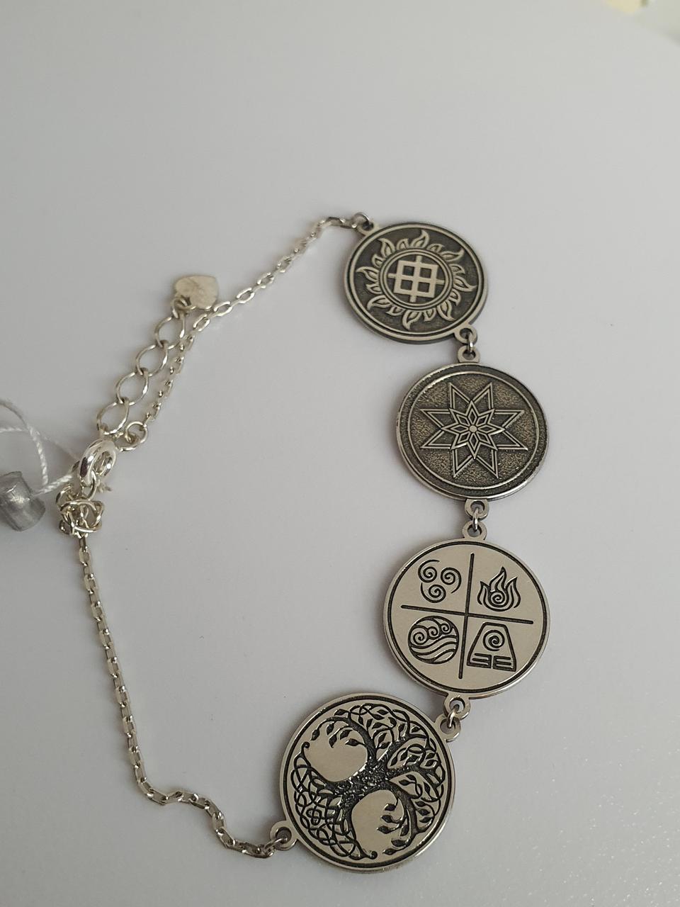 Серебряный браслет 925 пробы подвеску с символами четырех стихий (2797777952)