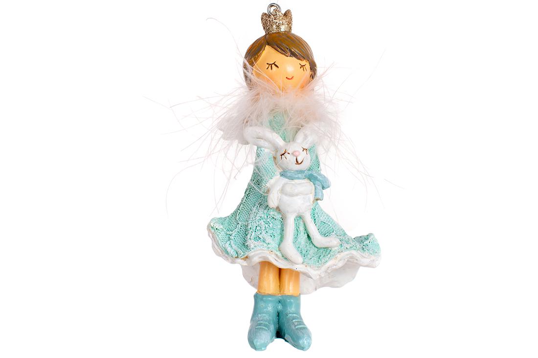 Фигурка новогодняя подвесная BonaDi Принцесса с зайкой (831-409)