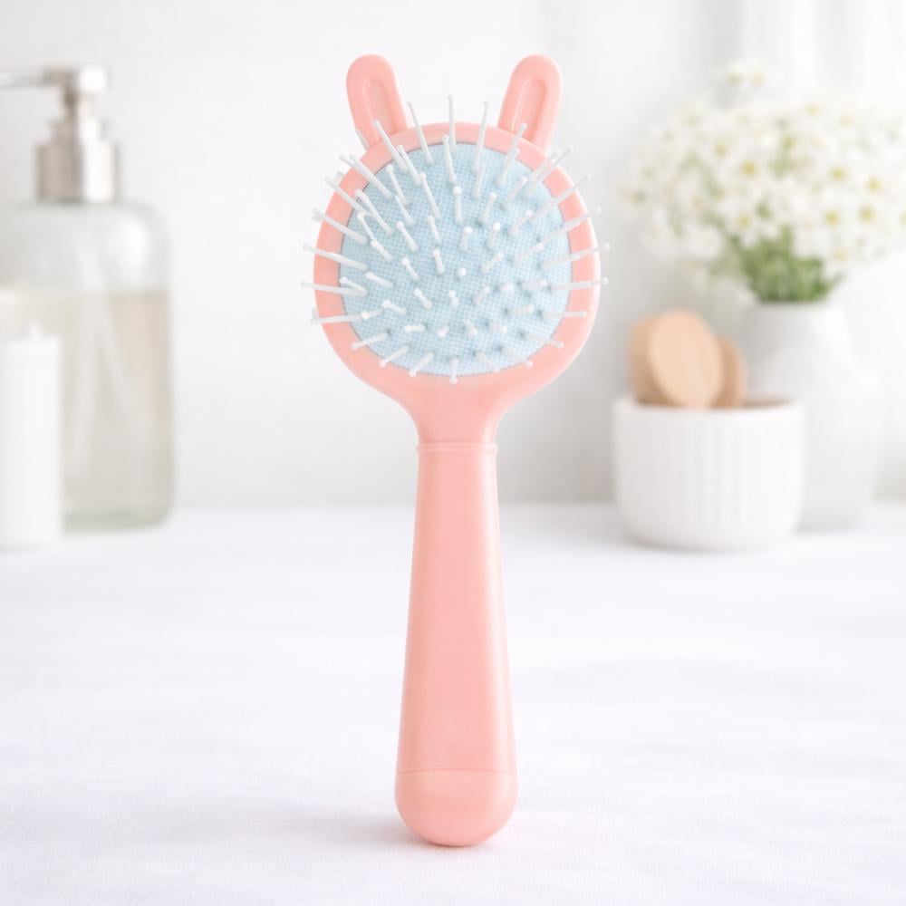 Массажная щетка для волос детская Зверята 124688 с зеркалом 17 см Розовый