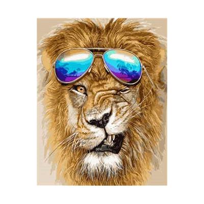 Набор для росписи по номерам Strateg Лев в очках 40х50 см (VA-1123-mt)