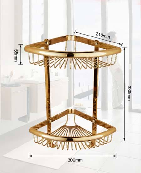 Полка угловая двойная в ванную комнату Art Design Deco 1854 Золотой - фото 3