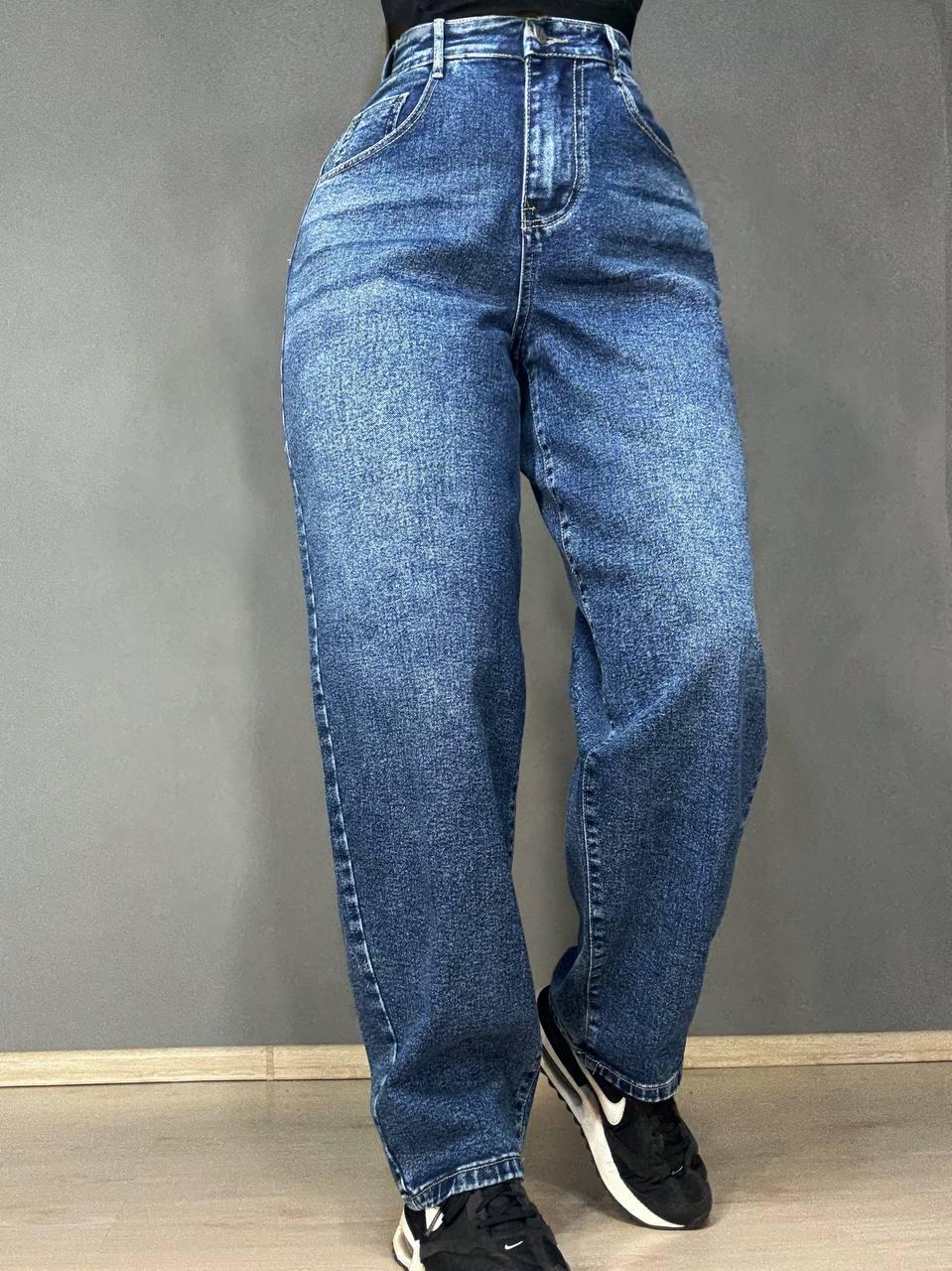 Джинси жіночі Trelucky 0263-3 мом baggy банани великі розміри р. 38 Синій (5419)