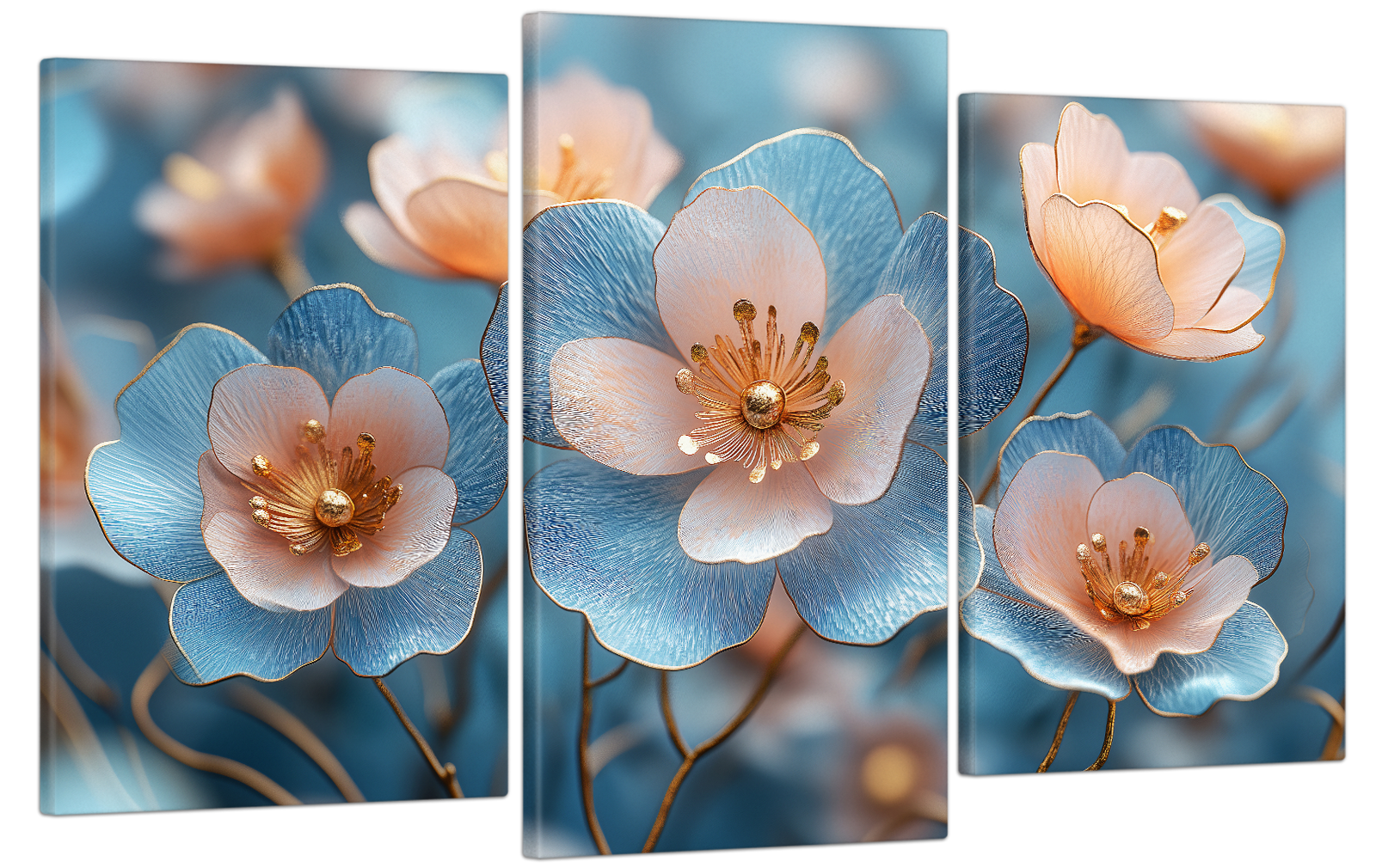 Картина на холсте МАКО нежные розово-голубые цветы 53x100 см (MK30601)