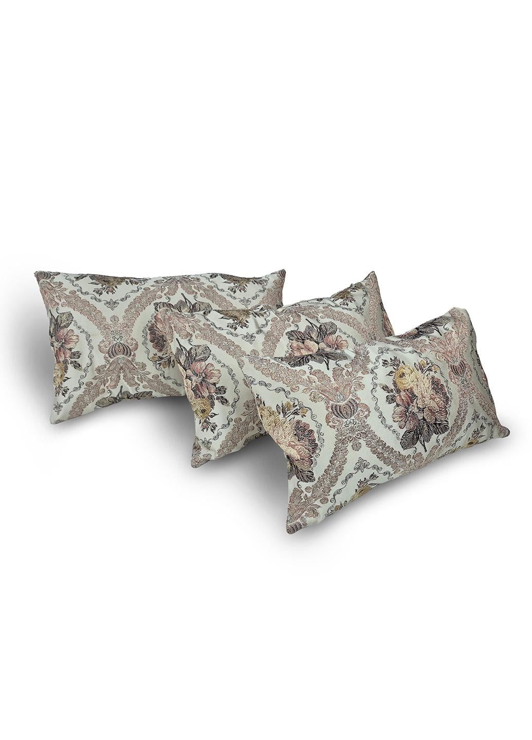 Комплект декоративних подушок Firanka Flowers 3 шт. 38х38 см Бежевий/Коричневий/Золотистий (п_0806)