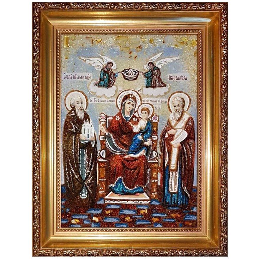 Икона Образ Пресвятой Богородицы Экономисса янтарная 15х20 см (Б0061-15х20)