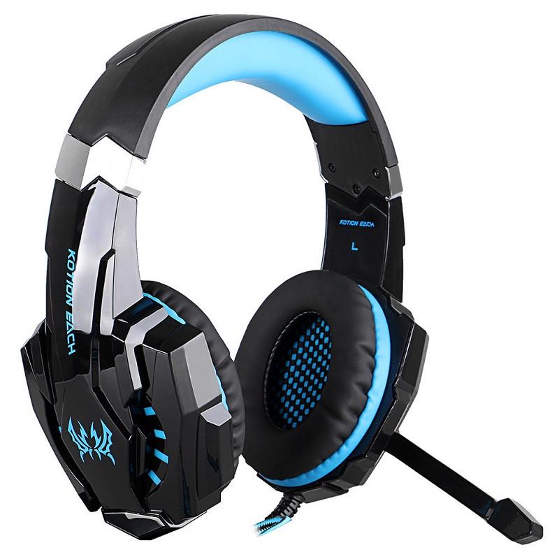 Наушники KOTION EACH Gaming with LED G9000 Aux USB Black/Blue - фото 7