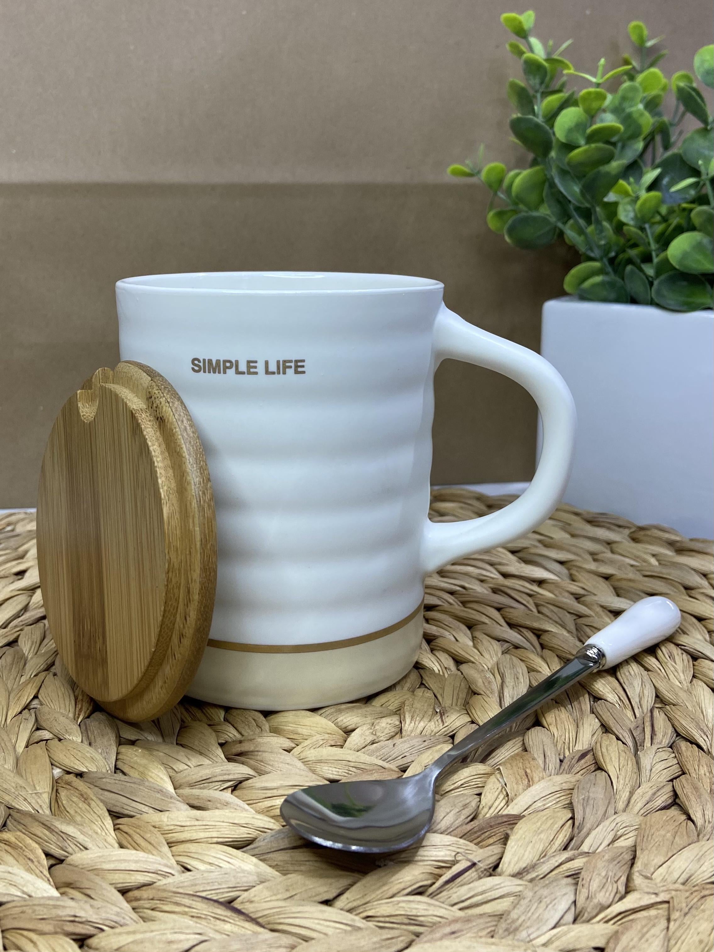 Чашка-заварник керамическая и ложка Simple life 380 мл Желтый