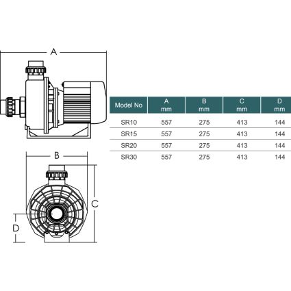 Насос Emaux SR10 220В 14 м3/год 1,0HP - фото 2 Насос Emaux SR10 220В 14 м3/год 1,0HP - фото 2