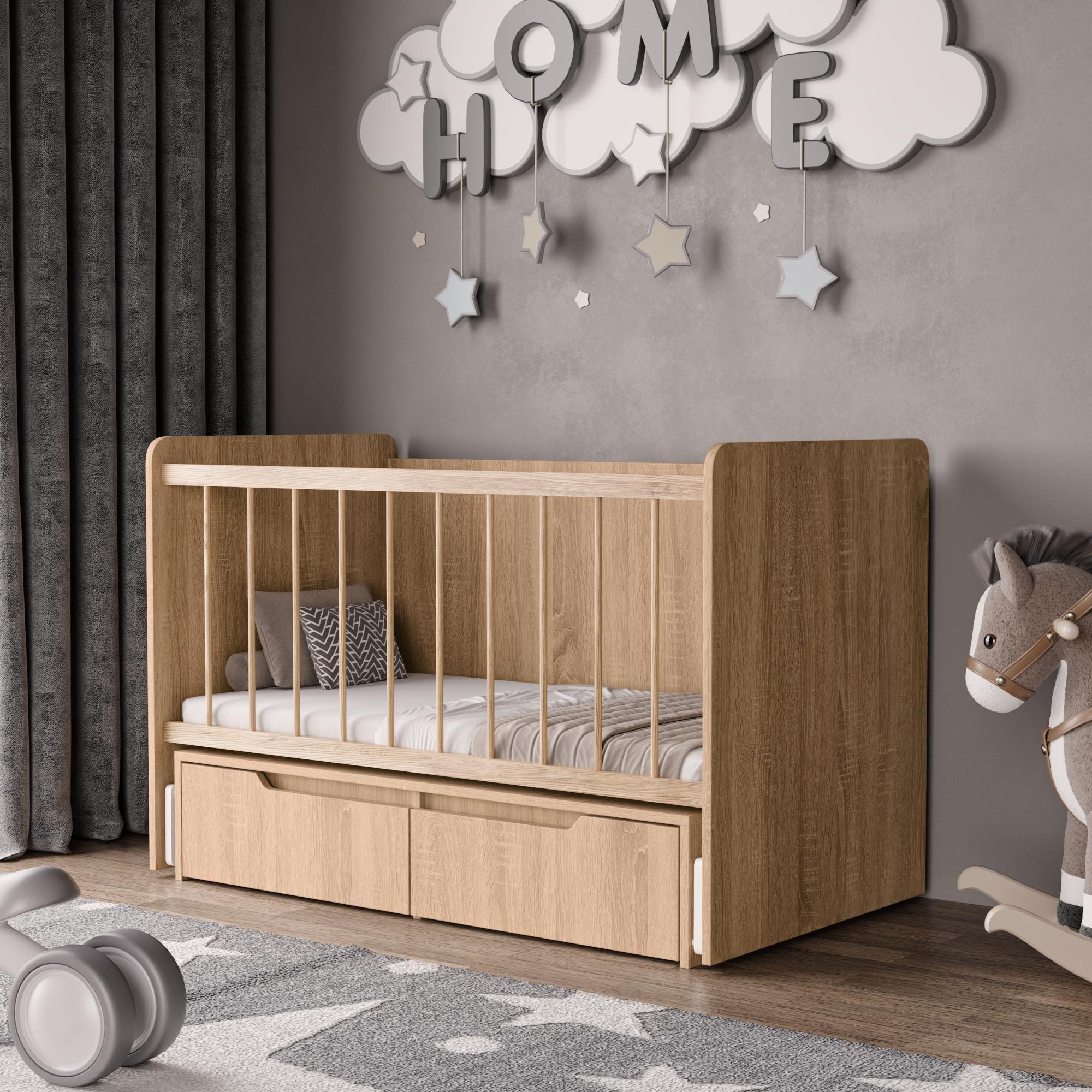 Дитяче ліжко ЛД-4 з маятником 1232х810х680 мм Сонома