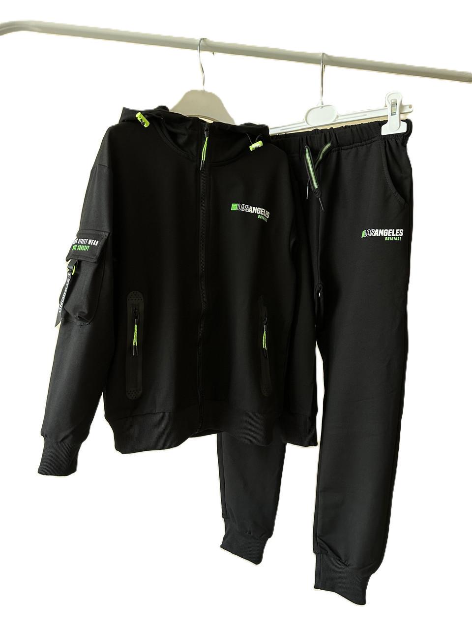 Спортивний костюм худі з блискавою та штани-джогери Grace B13976-1 146 см Чорний/Зелений