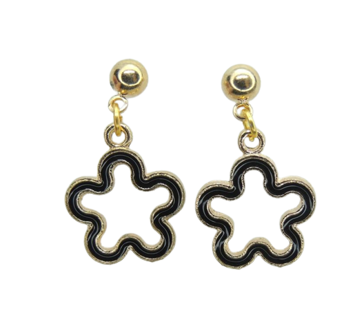 Серьги-гвоздики Liresmina Jewelry Цветочек с эмали 2,5 см Золотистый (1858172761)