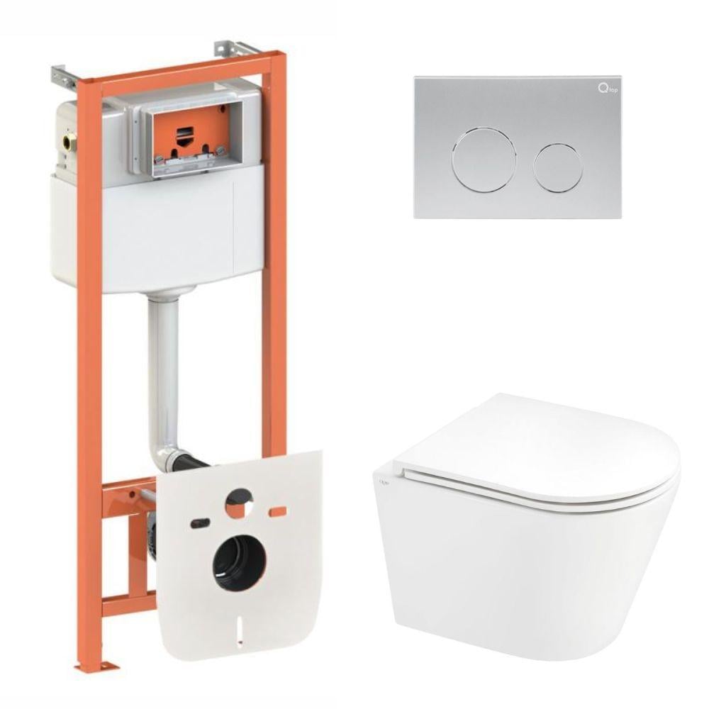 Инсталляция для ванной комнаты Qtap Nest 4в1 подвесной унитаз Scorpio Ultra Quiet круглая клавиша (2699493627)