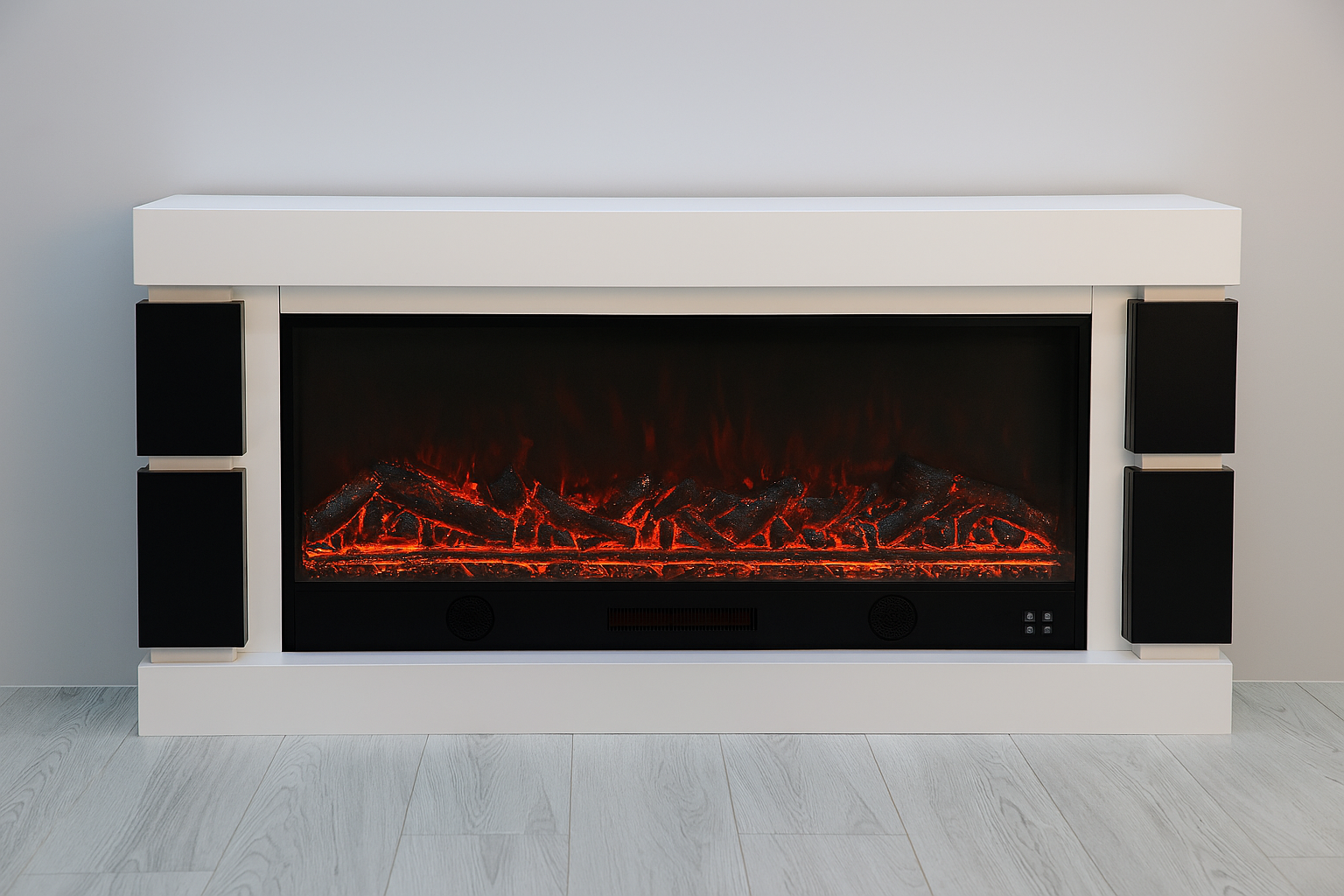 Електричний камін Logos Long 158 1500 Вт Bluetooth звук потріскування дров White/Black (10080146) - фото 2