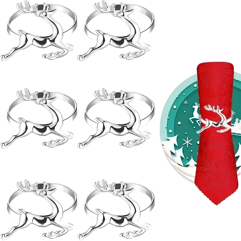 Набор колец для салфеток Мальва Олени 6 шт. Серебристый - фото 2