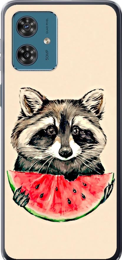 Чехол на Motorola Moto G54 Енотик с арбузом (4605u-3339-42517)