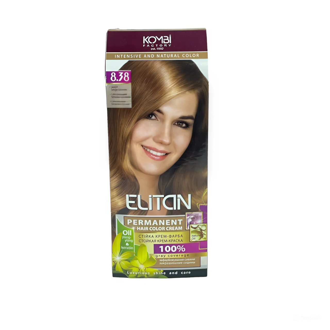 Крем-фарба для волосся стійка ELITAN intensive and natural color 8-38 Саксонський бежево-русявий (2186886057)