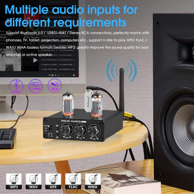 Ламповий підсилювач Douk Audio P6 Mini Hi-Fi Bluetooth Black (88383) - фото 2