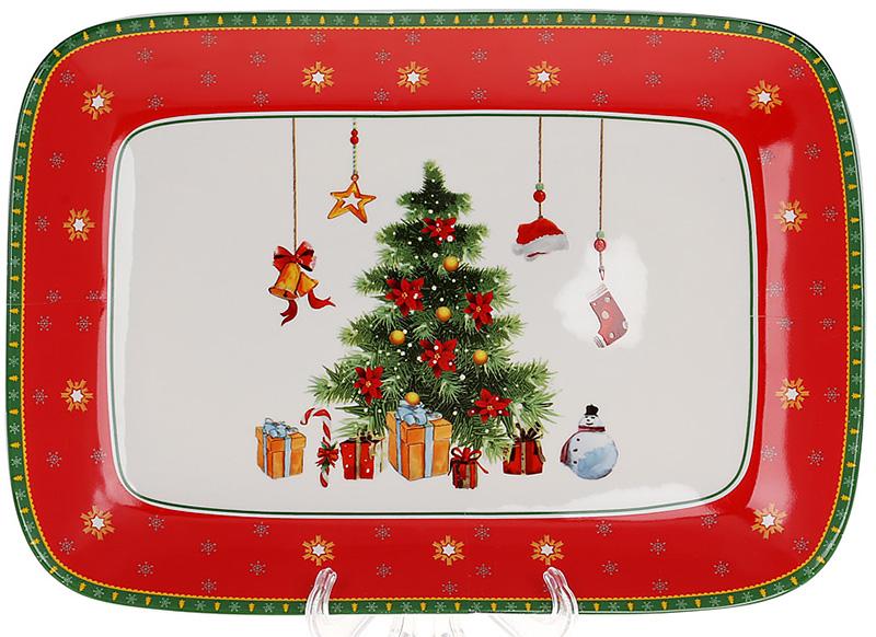 Блюдо фарфоровое прямоугольное С Рождеством 33 см (BD-498-245)