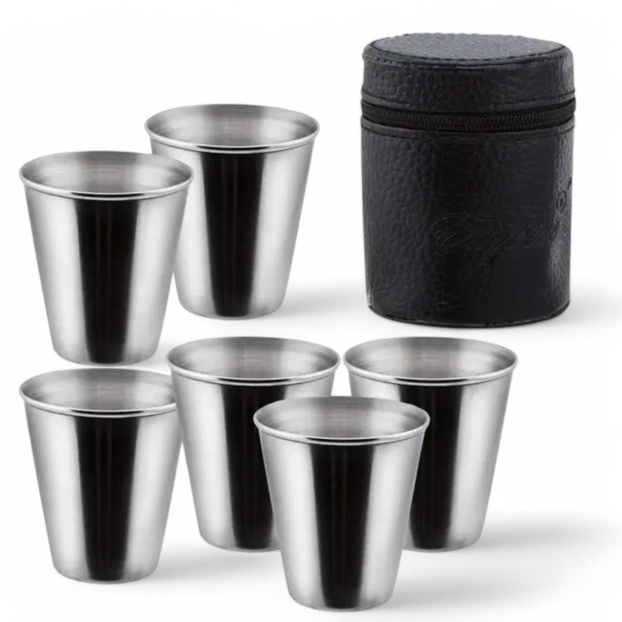 Набор производных рюмок из нержавеющей стали в чехле 6 шт. по 30 мл (S_PM-13-6)