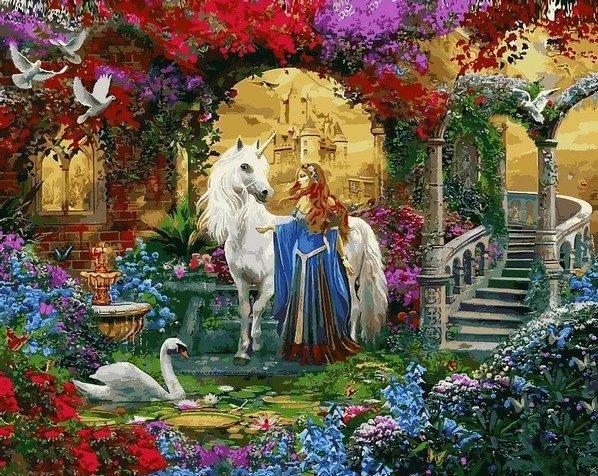Картина по номерам Babylon "Леди и единорог" 40х50 см (VP1233)
