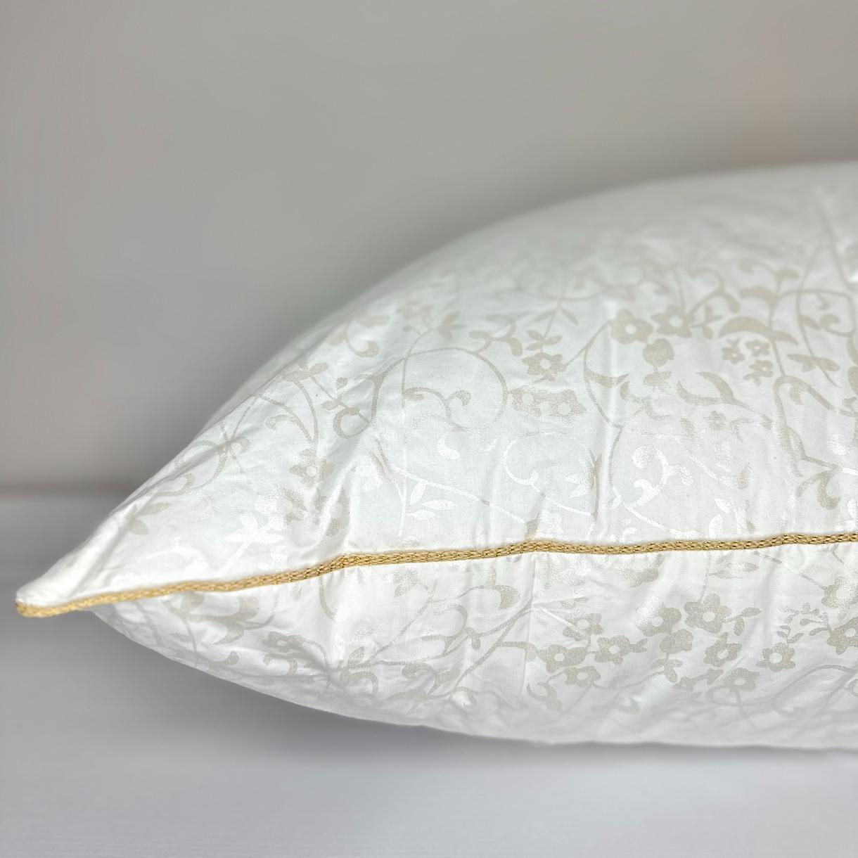 Подушка лебединый пух Bright Crystal золотой кант перкаль прямоугольная 50х70 см