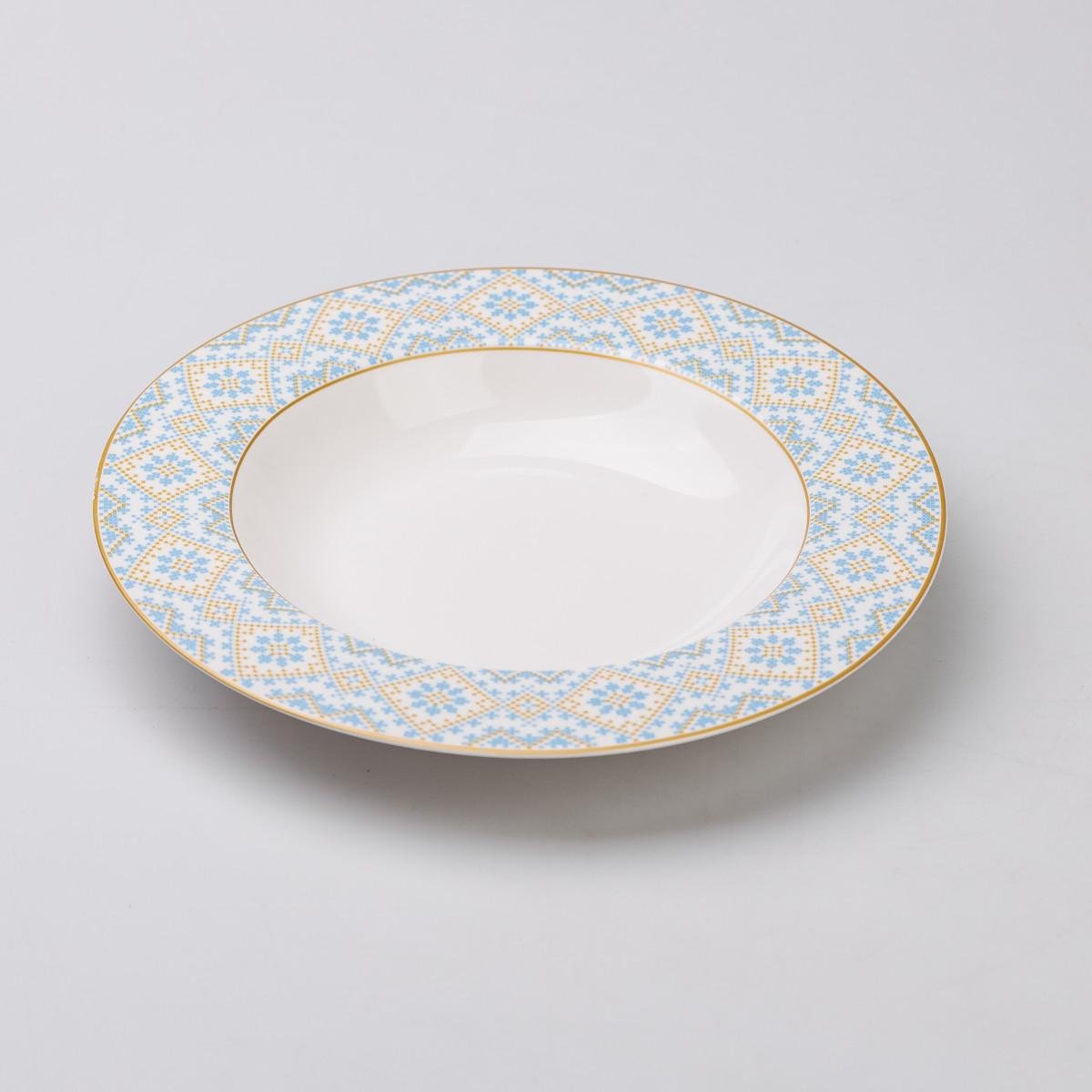 Тарілка супова керамічна з орнаментом 21,5 см (5407)