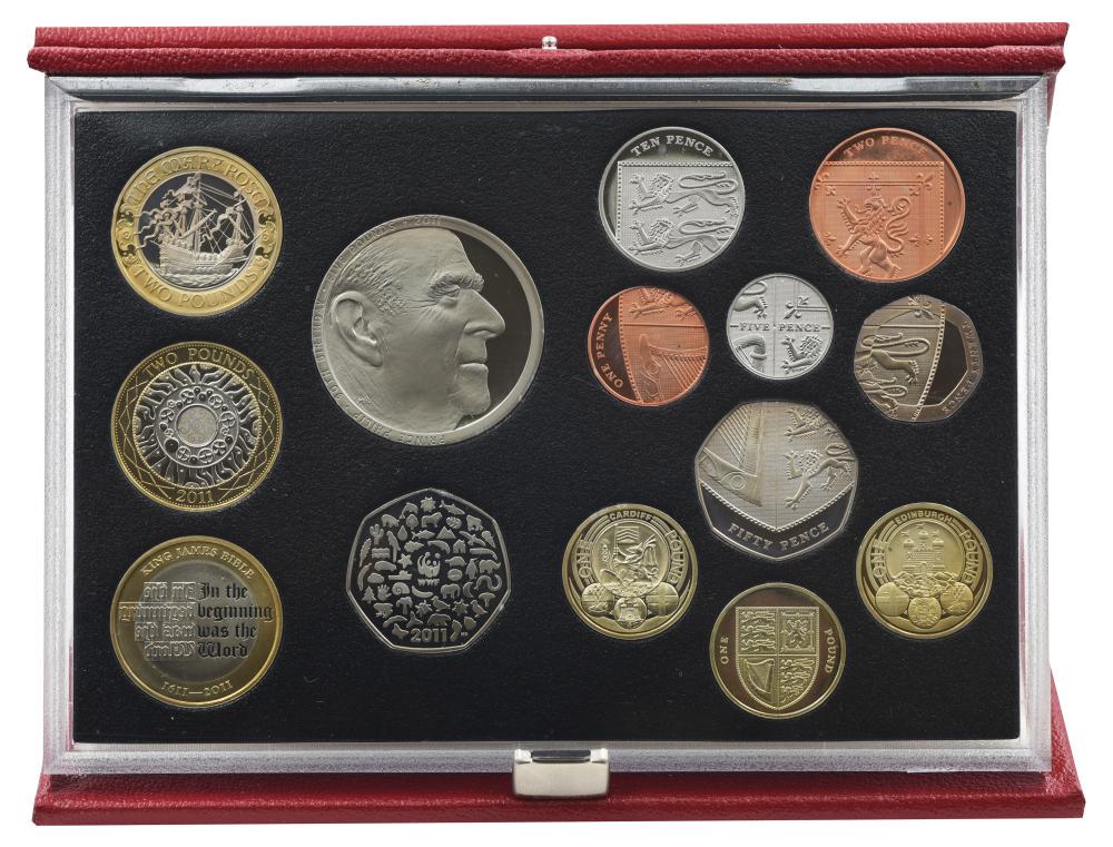 Набір колекційних монет Великобританія 14 монет 2011 Proof 1/2/5/10/20/50/50 пенсів 1/1/1/2/2/2/5 фунтів (М23773)