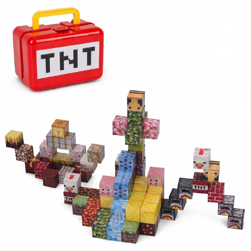 Конструктор детский магнитный Fun Game L001-25A-B на 80 дет. и 2 фигурки в Красном чемодане (2988473459)