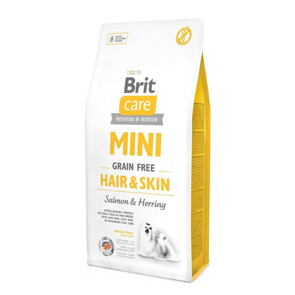 Корм для собак сухой Brit CARE Grain Free Mini Hair Skin миниатюрных пород для кожи и шерсти с лососем и селедкой 7 кг (8595602520244)