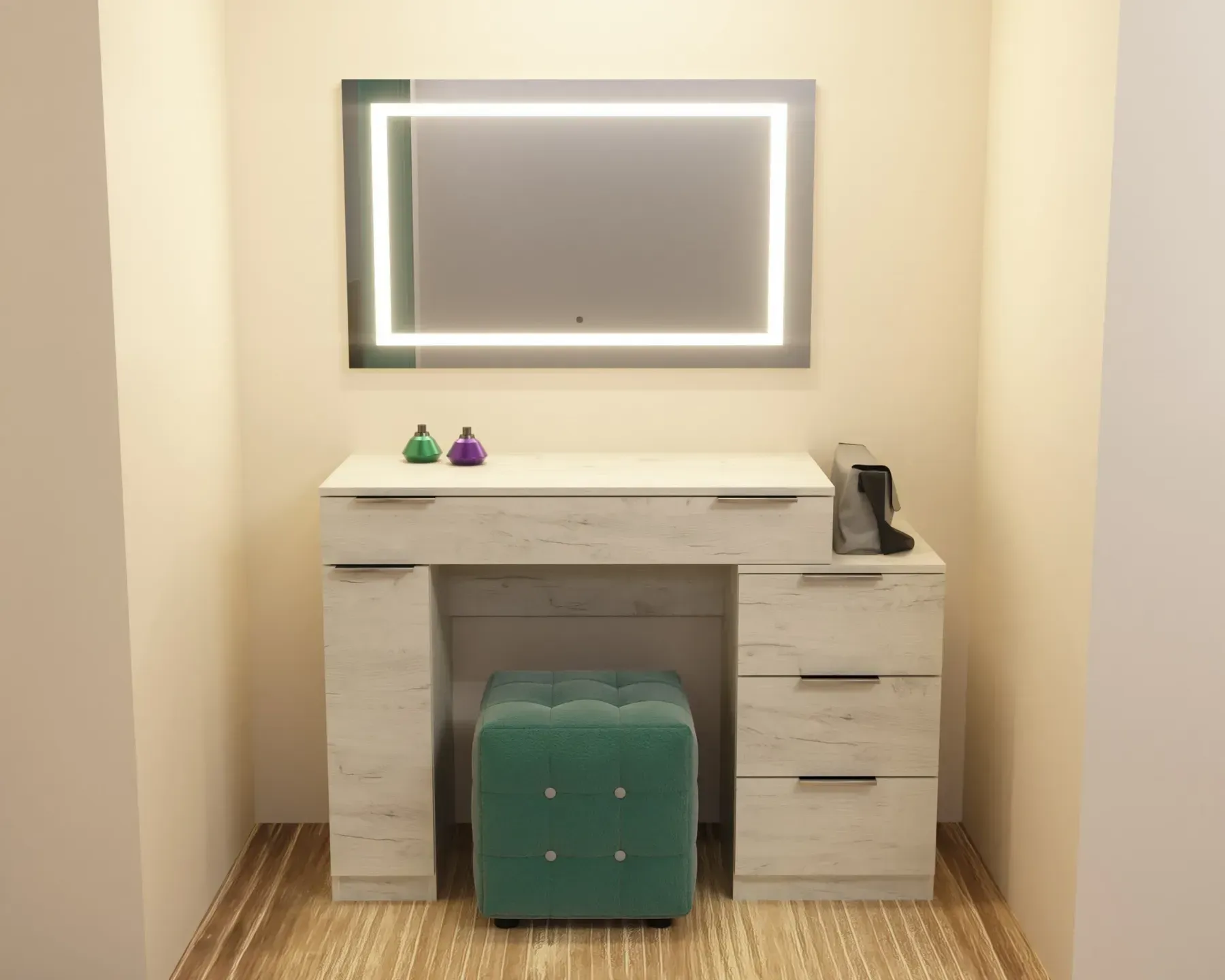 Стіл-трюмо туалетний Kontinent Krystal 1200х452х847 мм Дуб Крафт Білий (59321166) - фото 1 Стіл-трюмо туалетний Kontinent Krystal 1200х452х847 мм Дуб Крафт Білий (59321166) - фото 1