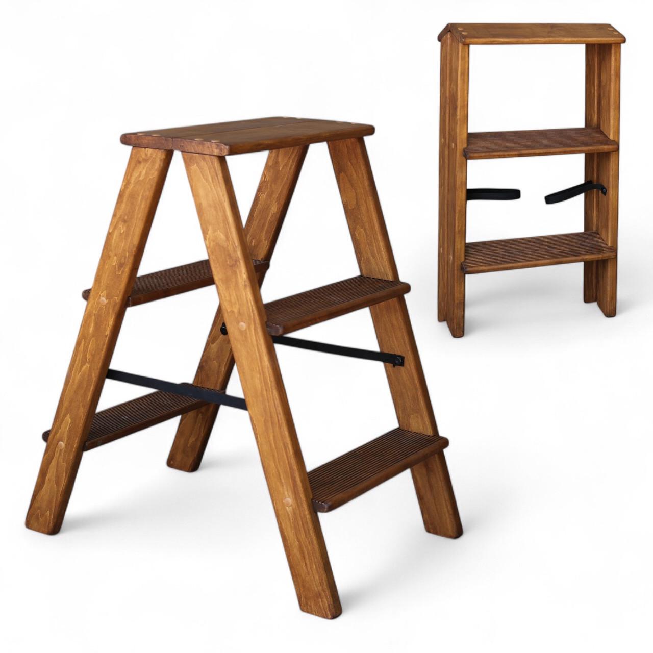 Табурет-лестница деревянный Студія Дерева Вільха Вестерн бытовой двусторонний 3 ступеньки Орех темный (31002853) - фото 2 Табурет-лестница деревянный Студія Дерева Вільха Вестерн бытовой двусторонний 3 ступеньки Орех темный (31002853) - фото 2