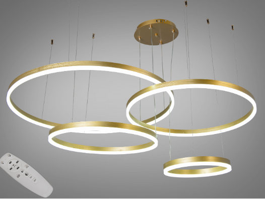 Люстра светодиодная Diasha 157 Вт на тросах с пультом 80/60/50/30 см Золотой (31259621)