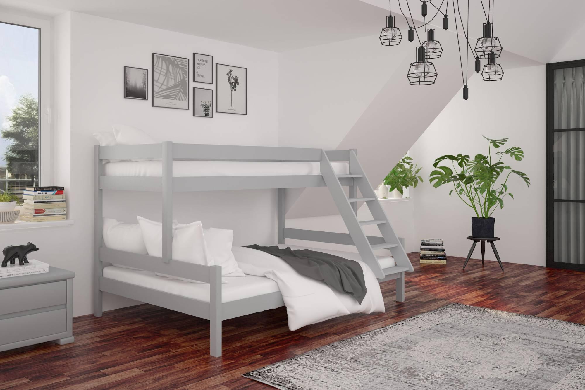 Кровать двухъярусная деревянная Mebigrand Атланта 140-90x200 см RAL 7040 Светло-серый (MBG-2276)