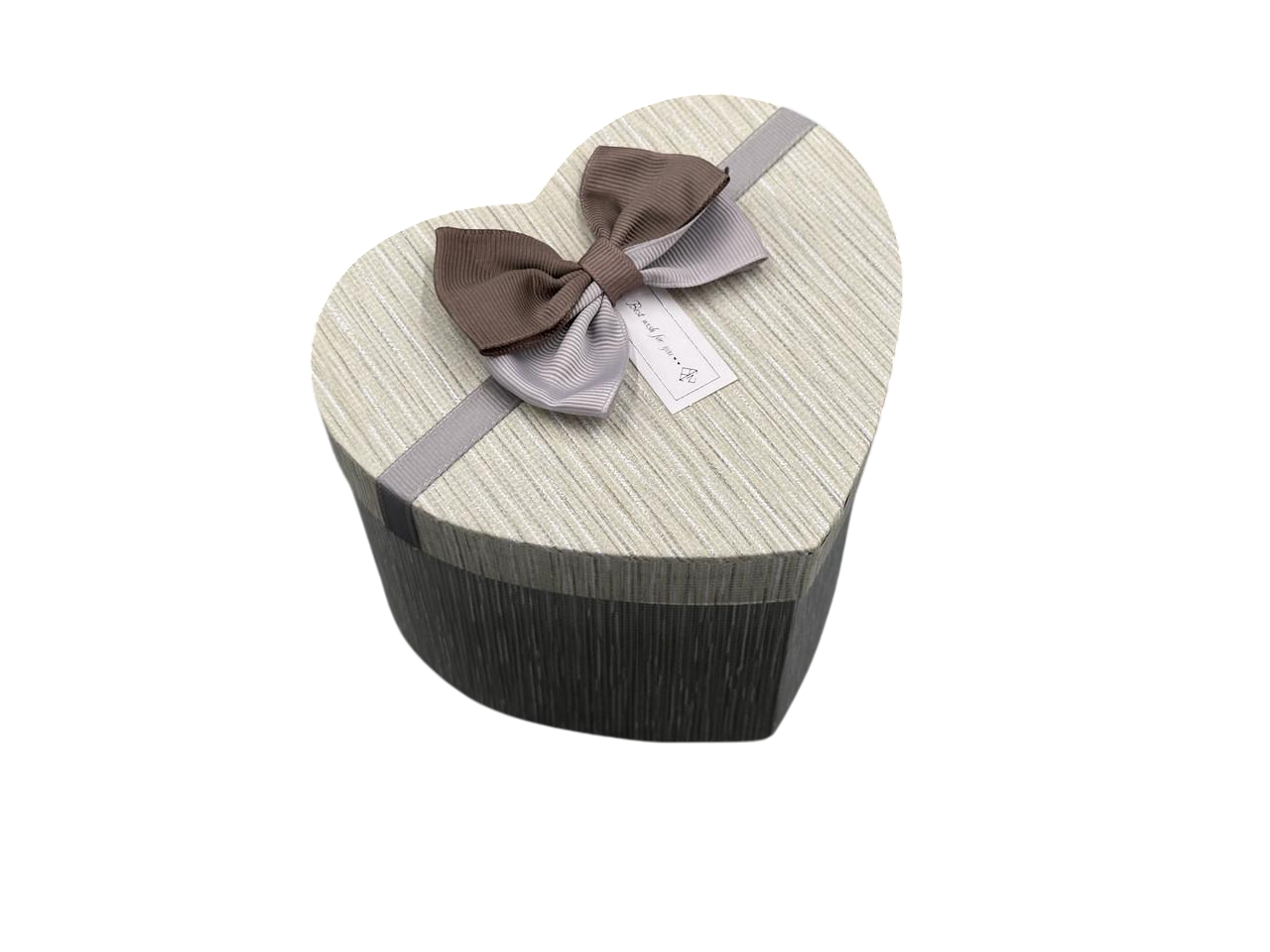 Коробка подарочная в форме сердца с бантиком и ручками 15х12х12 см Серый (KR-008-14)