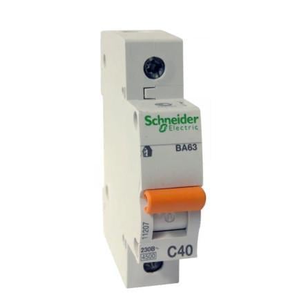 Автоматический выключатель Schneider Electric 1P 40A C 4,5kA ВА63 Домовой 11207 (2212871249)
