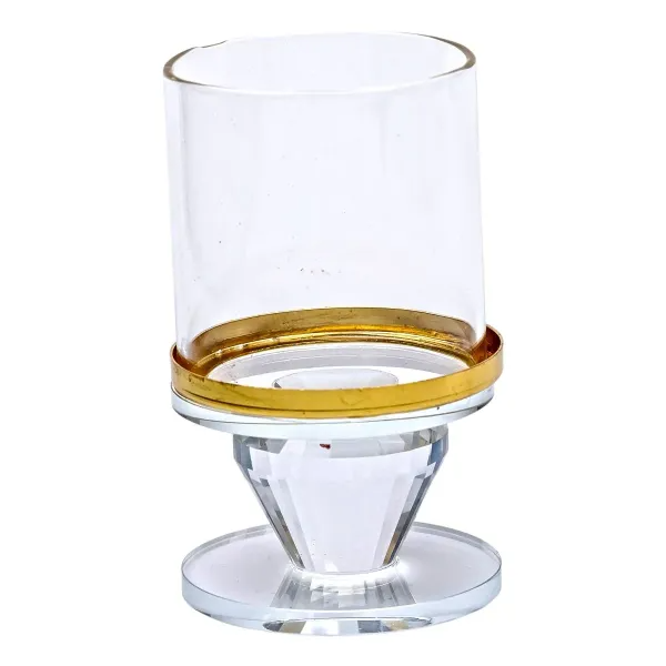 Подсвечник декоративный YIMI стеклянный с позолотой 10 см Прозрачный - фото 1