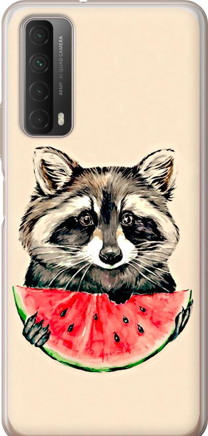 Чехол на Huawei P Smart 2021 Енотик с арбузом (4605u-2100-42517)
