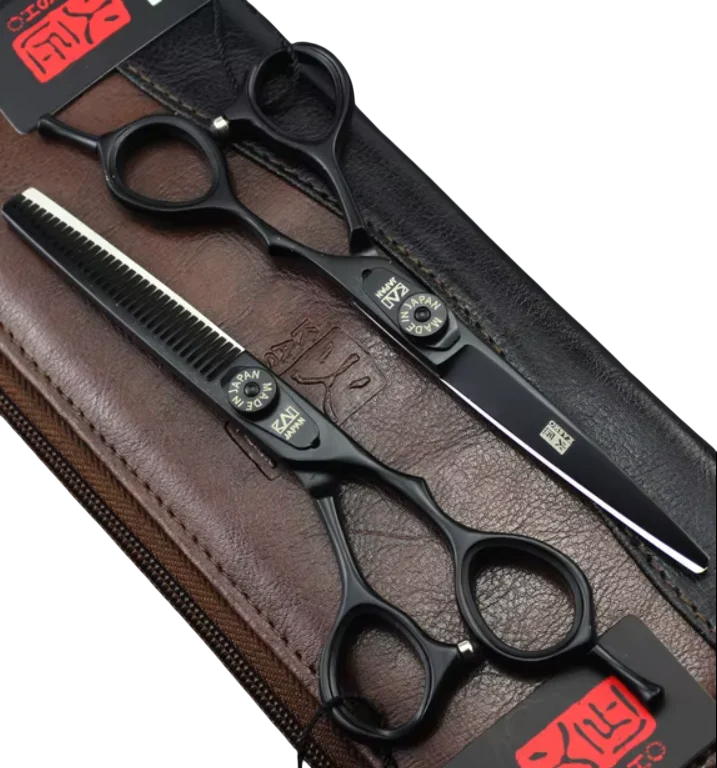 Набор парикмахерских ножниц Kasho для стрижки и филирования волос 6,0" Black (2166299341)