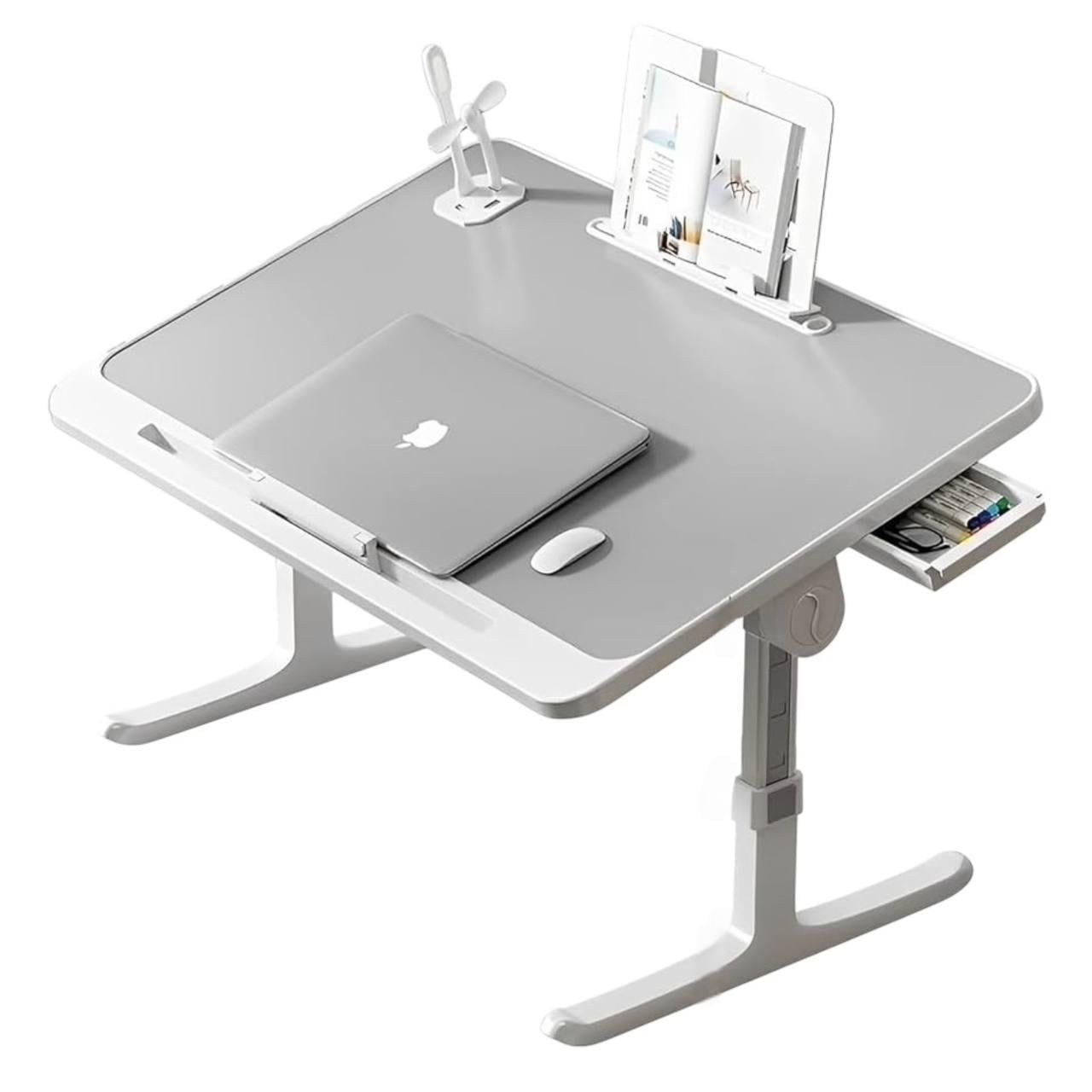 Столик для ноутбука складний з регулюванням висоти та нахилу 4 USB Білий (7e756b0a)
