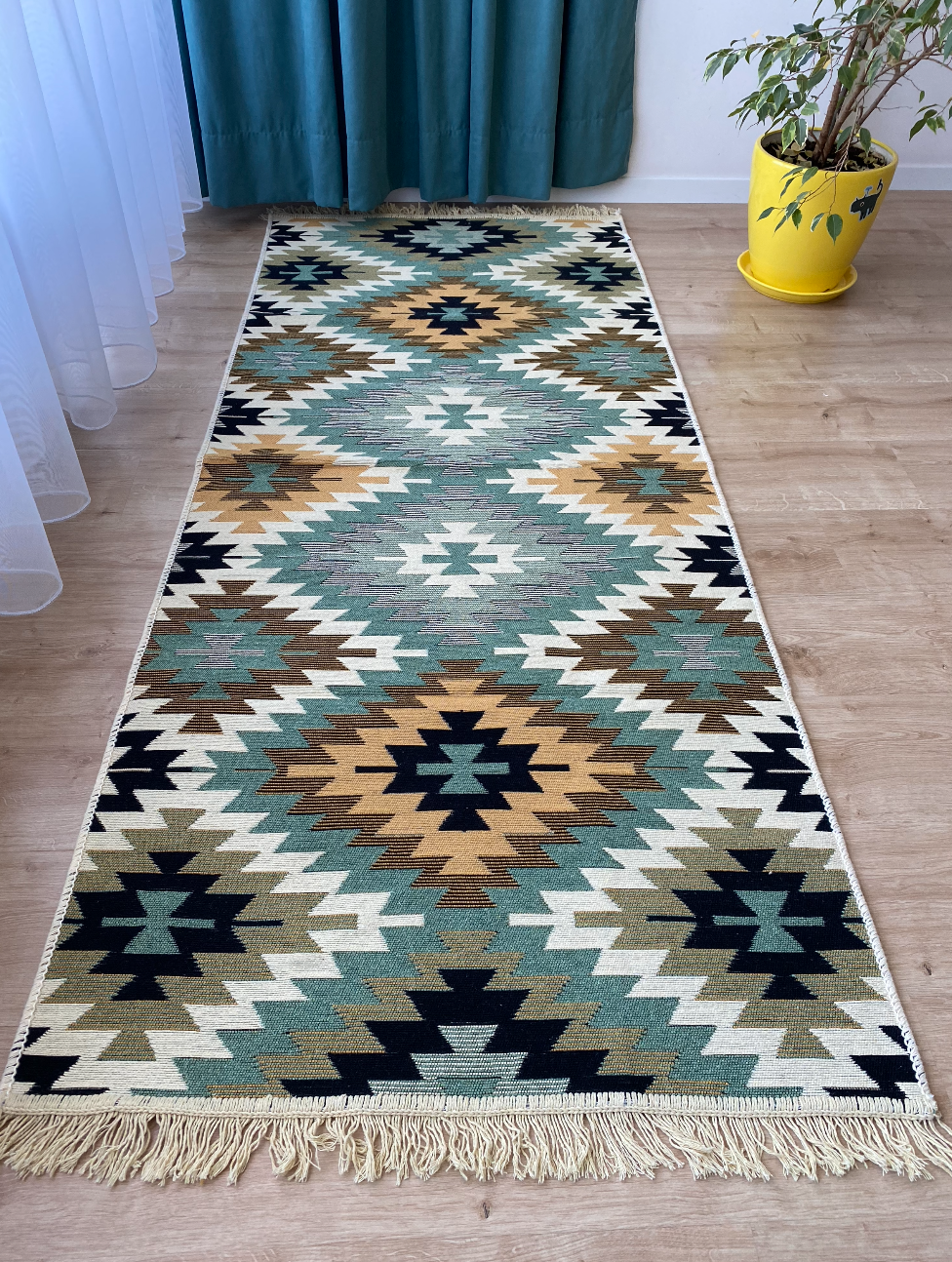 Килимок плетений двосторонній Shana Zummi 80x200 см Зелений - фото 6